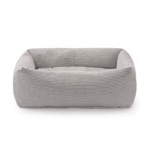 Load image into Gallery viewer, Charcoal Stripe Bolster Dog Bed