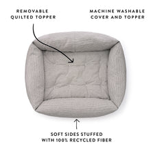 Load image into Gallery viewer, Charcoal Stripe Bolster Dog Bed