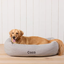 Load image into Gallery viewer, Charcoal Stripe Bolster Dog Bed